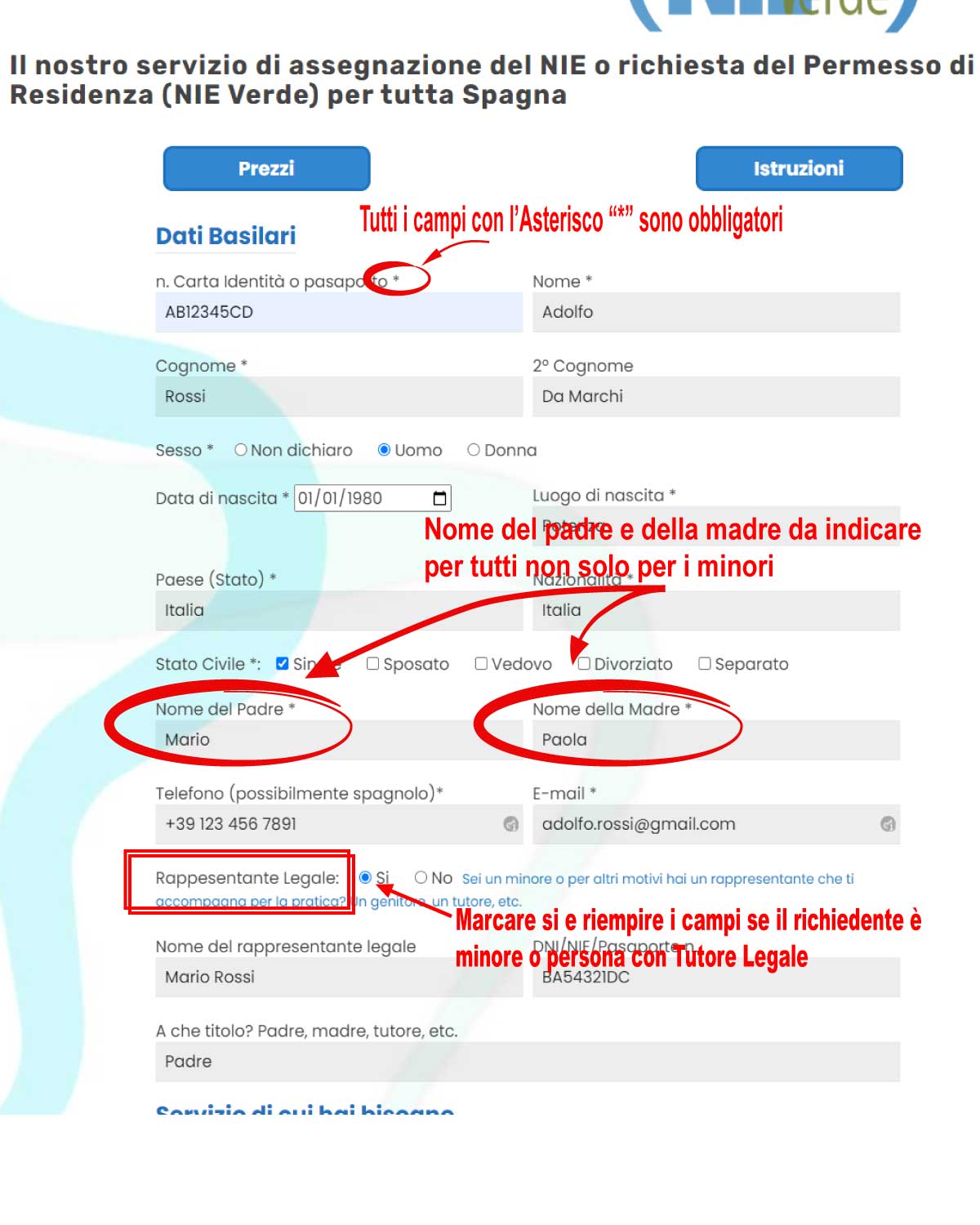 Spiegazioni compilazione formulario NIE 1º fase